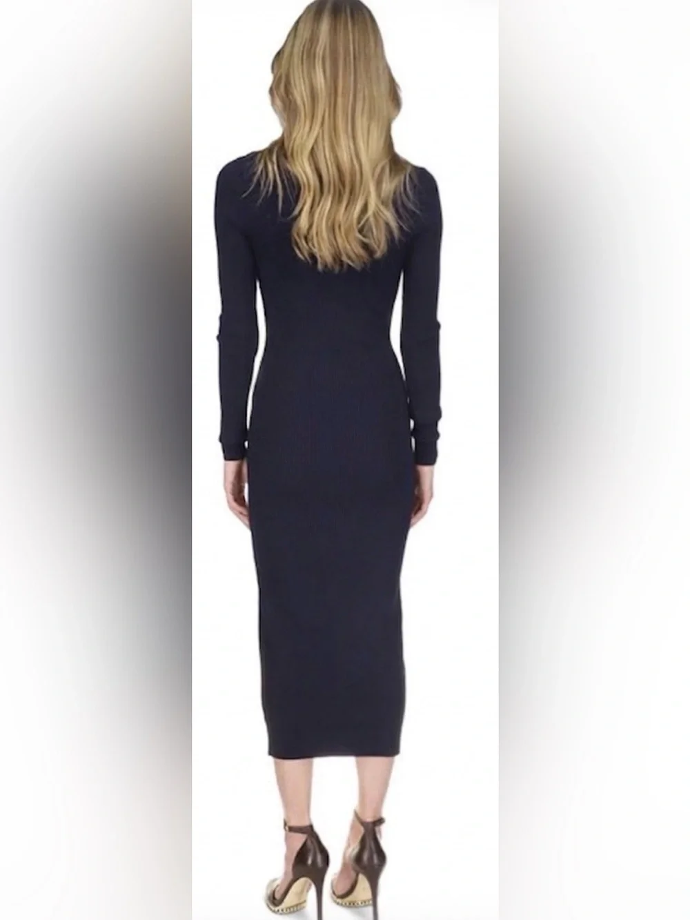 Michael Kors Navy Button-Front V-Neck Midi Dress - Picture 3 of 7